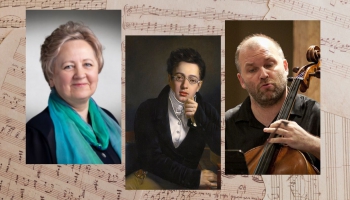 Franča Šūberta Stīgu kvintets Domažorā. Sarunājas čellisti Agne Sprūdža un Ēriks Kiršfelds