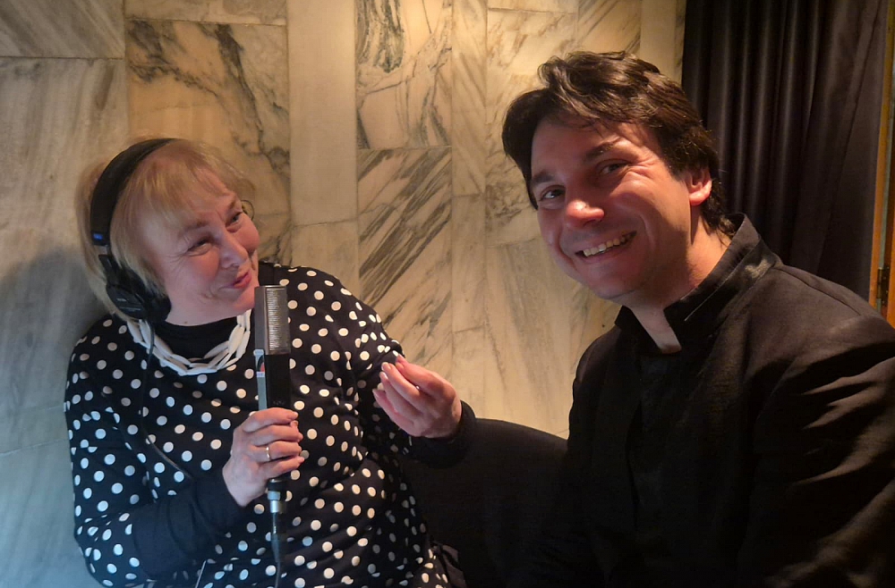 Rūta Paula un Kaspars Ādamsons starpbrīža sarunā