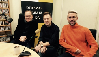 Studijā finālbalsojuma dalībnieki - Guntars Račs, Jānis Stībelis un Markus Riva