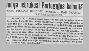 “Viesture latgalīša acim”- 1961. gods Iņdejis i Portugalis konflikts