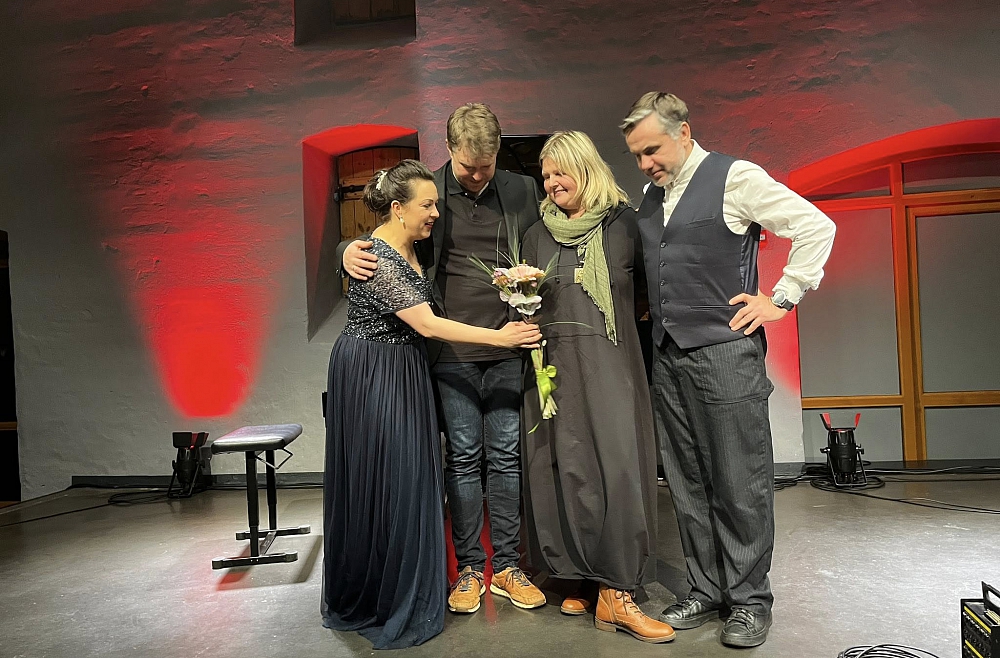 Agnese Egliņa (no kreisās), Guntis Kuzma, Marina Gribinčika un Andris Dzenītis