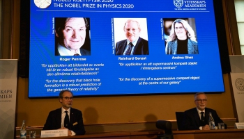 Nobela prēmija fizikā 2020. gadā piešķirta par melno caurumu pētījumiem