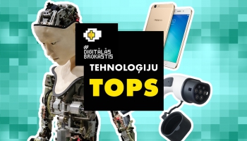 Tehnoloģiju topā: cilvēciskas robotu sejas, laternu auto uzlāde, izbīdāma telefonkamera